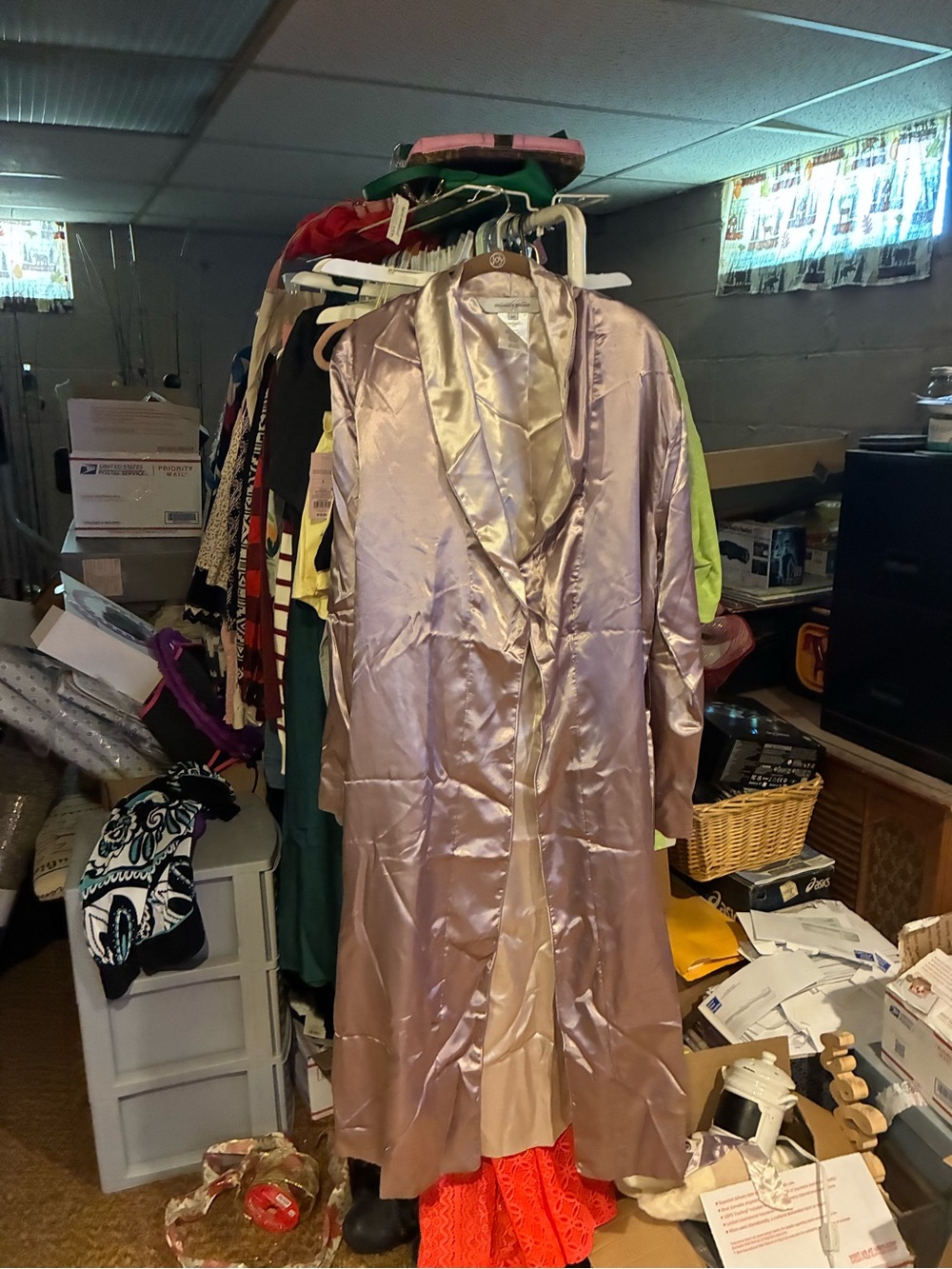 Long Satin Robe in Pale Pink - Luxurious Lounge Coat